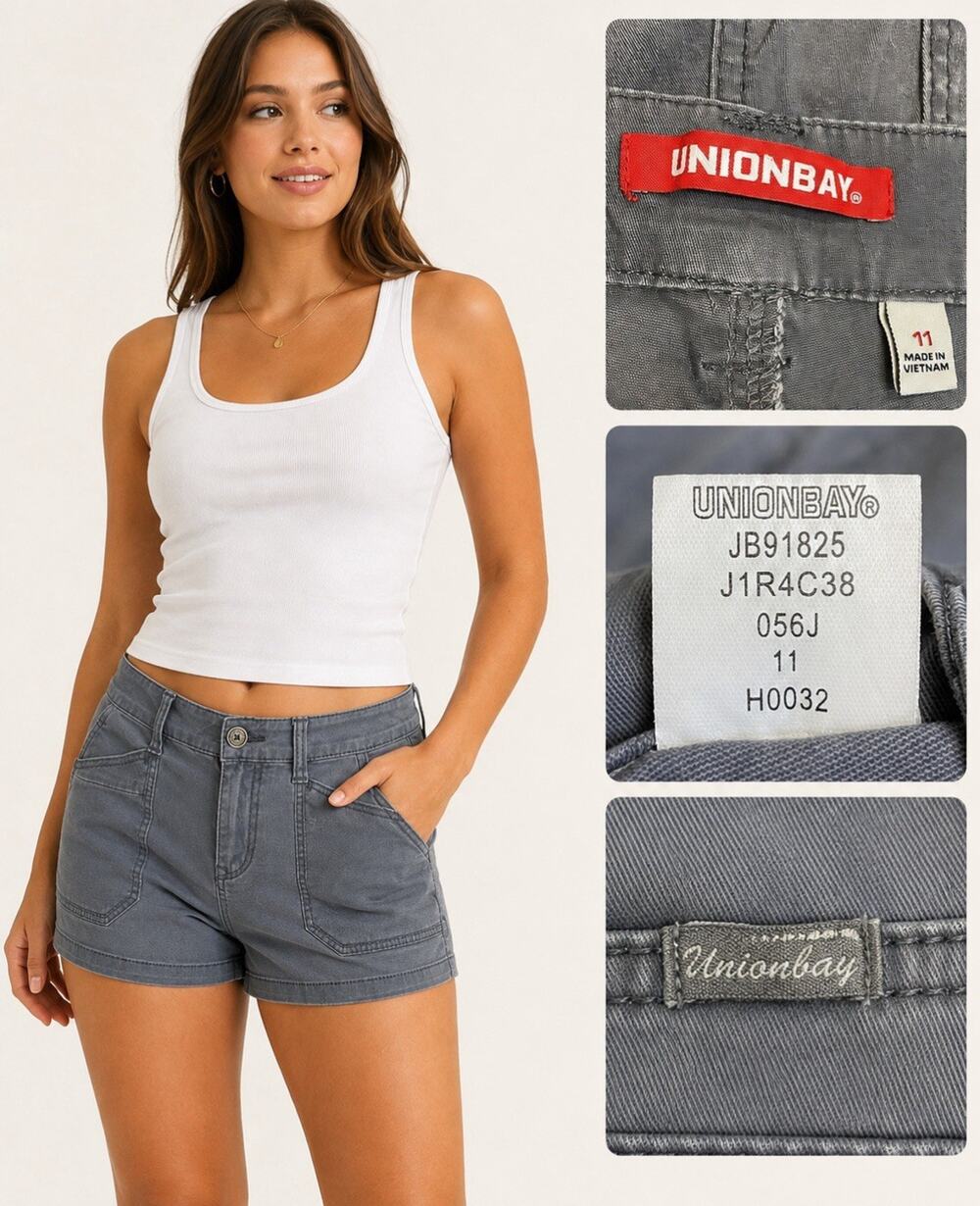 Y2K Indie Sleaze UnionBay Juniors Utility Micro Shorts Size 11 Gray Cotton